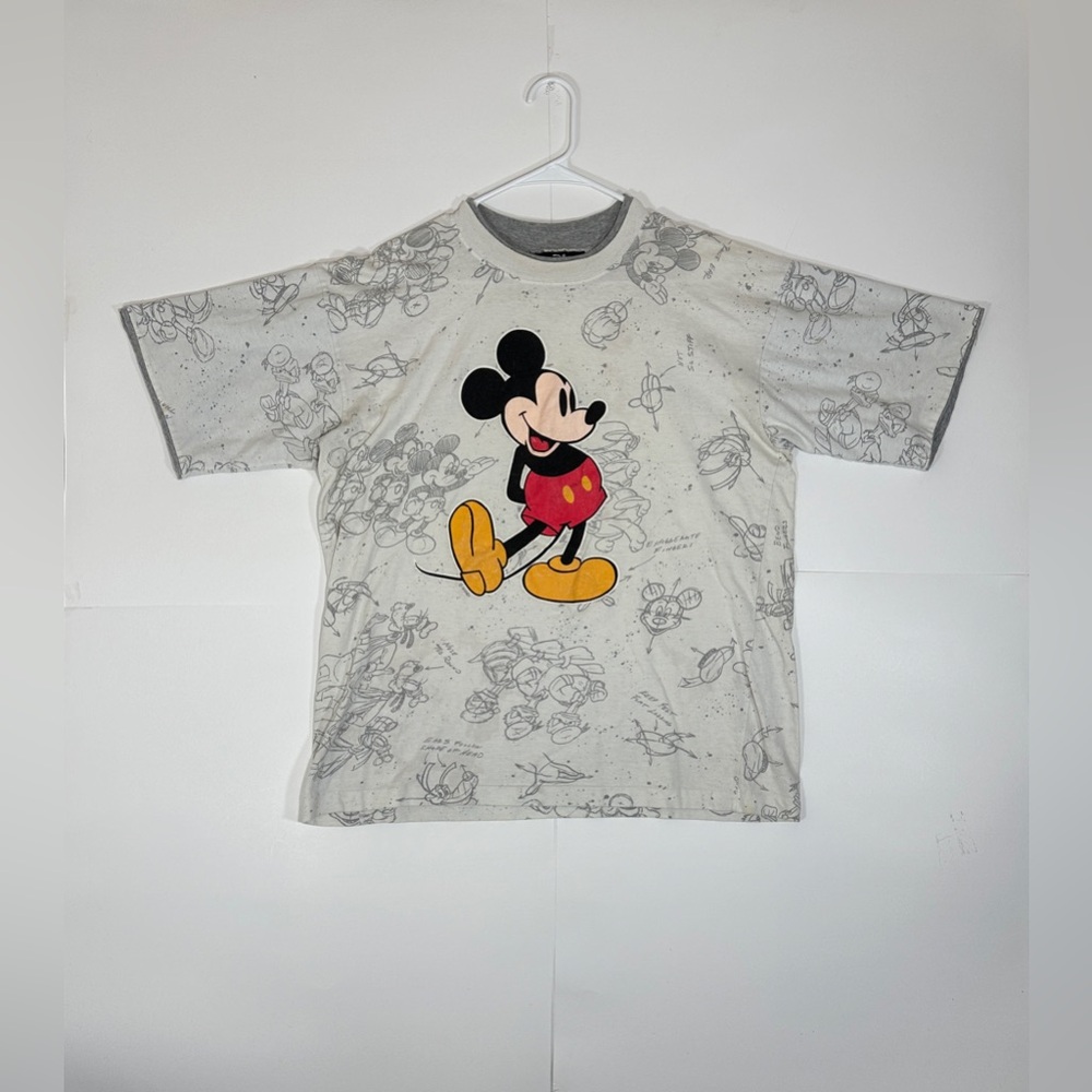 Vintage Walt Disney Mickey Mouse T-shirt Men XL USA All Over Print Single Stitch